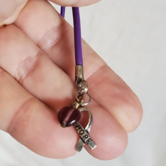 Purple Leather HOPE and HEART Bracelet - Picture 3 of 3